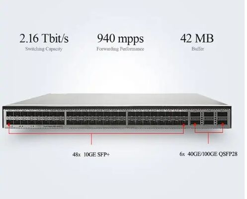 CE6881-48S6CQ переключатель (48*10G SFP+, 6*100G QSFP28, 2*AC источник питания, вход/выход воздуха со стороны порта)