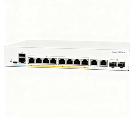 C1200-8FP-2G Раковые порты 120 Вт Бюджет мощности 2x Гигабитная медь/1000 SFP Комбо порты SNMP C1200-8FP-2G