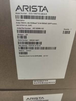 DCS-7050TX3-48C8-R, коммутатор Arista 7050X3, 48x10GBaseT/8x100GbE QSFP/воздух спереди-сзади