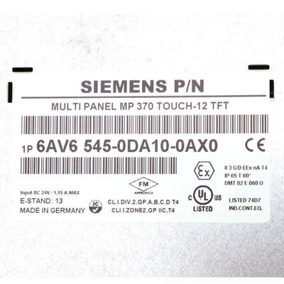 Siemens 6AV6545-0DA10-0AX0 MP370 12 Сенсорная панель HMI с промышленным интерфейсом TFT 12,1 дюйма