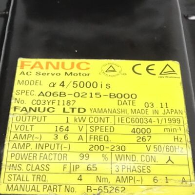 FANUC A06B-0215-B000 Серводвигатель переменного тока | AiS4/5000 TPR a1000 Привод с ЧПУ